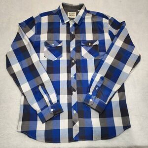 Men's Better Unsaid Shirt (XL) blue/gray Plaid Poly/Cotton.